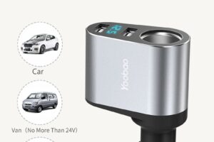 Зарядно за кола 2 USB - сребристо
