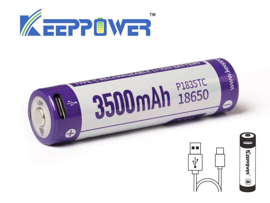 Батерия Keeppower 18650 3500mAh 8A със защита и USB Type-C порт